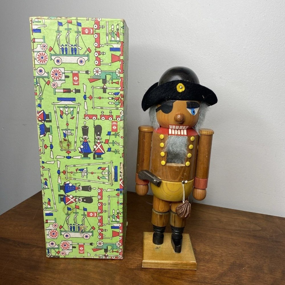 Vintage Erzgebirge Pirate German Nutcracker Wood 12.5" In Original Box